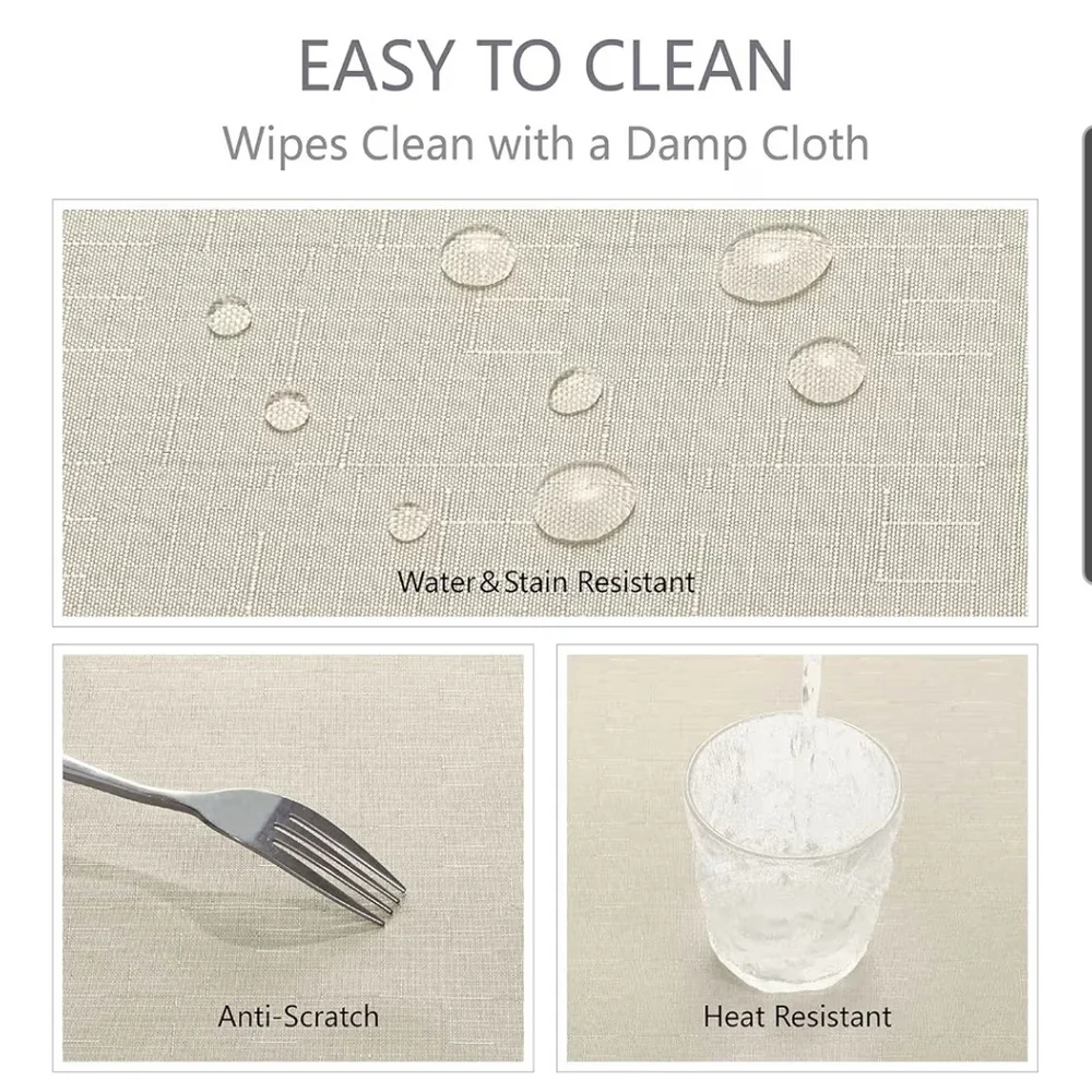 Beige Rectangle 52 X 70 Washable Wrinkle Resistant Tablecloth